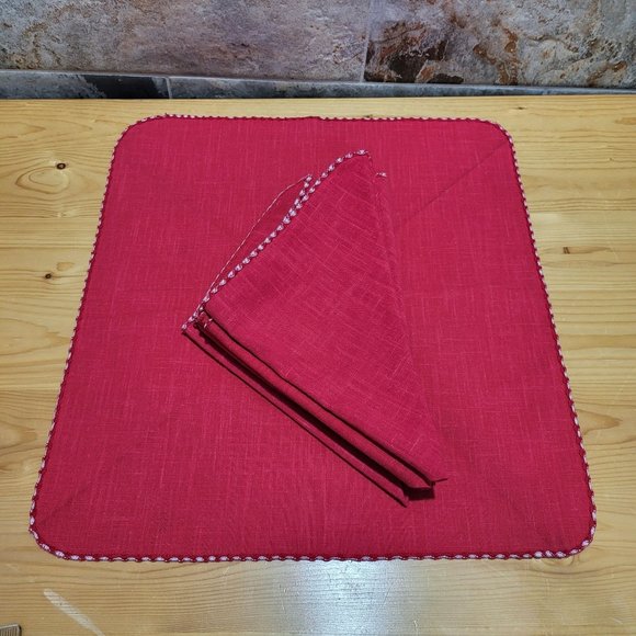 Rel Linen Cloth Table Napkins Reversible Set of 6 - Picture 3 of 9